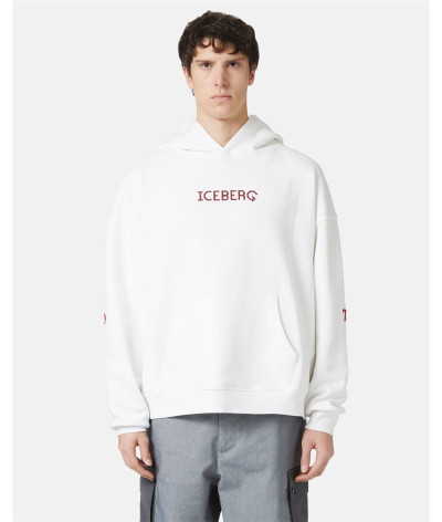 E120 - 6332 - 1111
  Iceberg
   Blanc
  Sweat Capuche
  Tissu principal: 100% Cotton
. Coupe : regular                . Coupe :