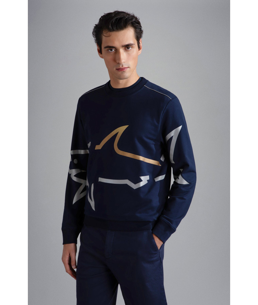 24411881-013
  Paul &amp; Shark
   Marine
  Sweat 
  70% cotton, 24% polyester, 6% elastane
. Coupe : regular                 
<