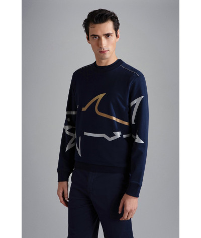 24411881-013
  Paul &amp; Shark
   Marine
  Sweat 
  70% cotton, 24% polyester, 6% elastane
. Coupe : regular                 
<